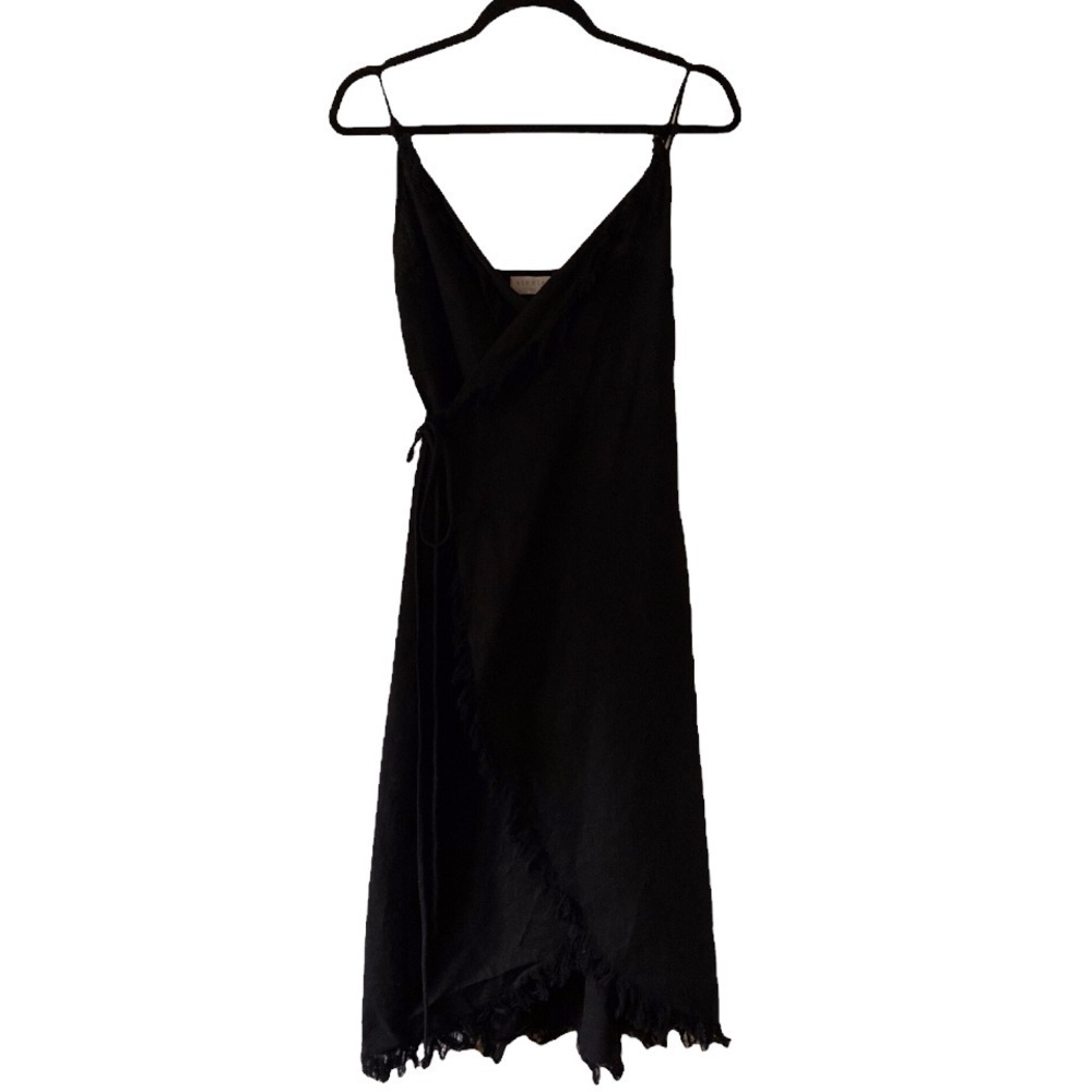 Steele. Linen Blend Fringe Detailed Wrap Dress